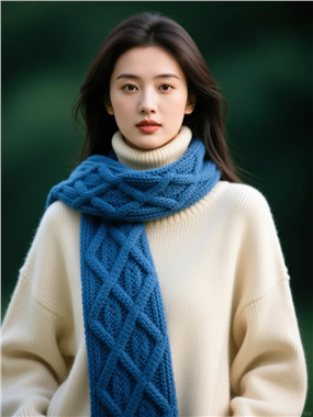 米色高领毛衣戴着围巾的美女图片